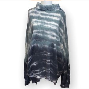 Young Fabulous and Broke blue Turtleneck tie dye Sweater size M/L
